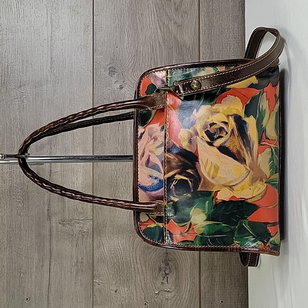 Patricia Nash Floral Print Leather Crossbody Shoulder Bag